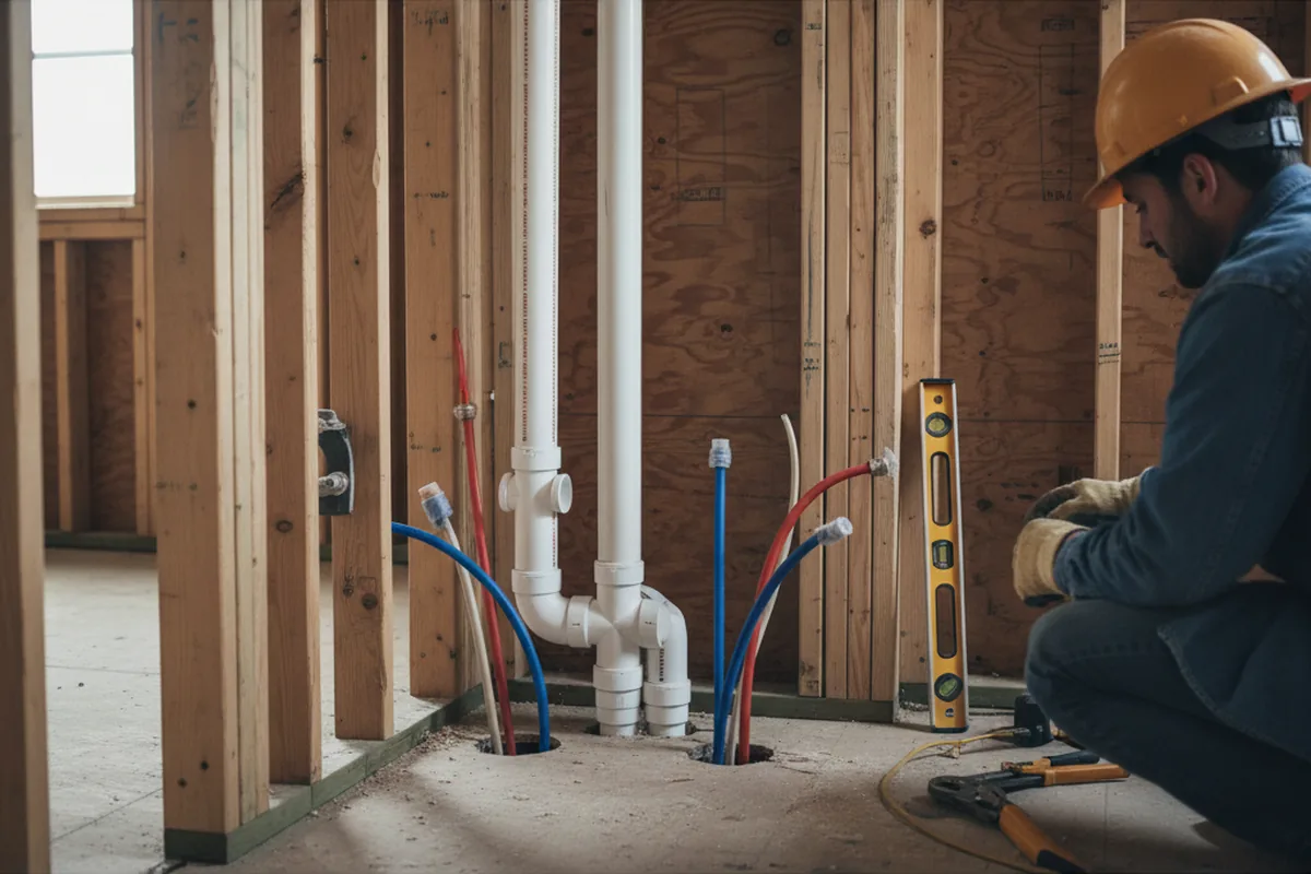 Drain and supply rough-in during Leak Detection in Aspers