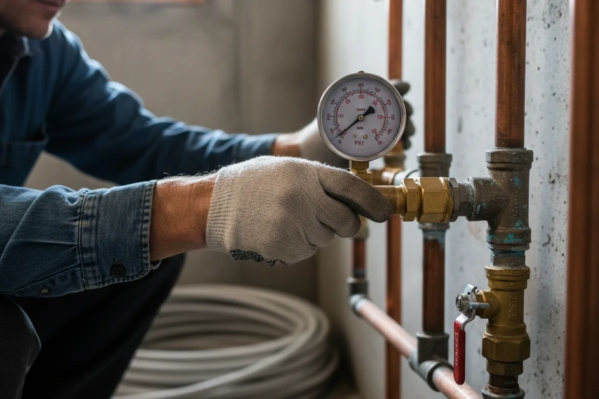 Pressure testing a repaired line during Water Line Repair in Aspers